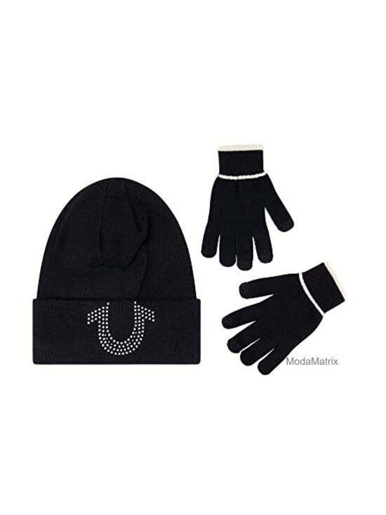 True Religion Rhinestone Knit Beanie & Touchscreen Glove Set - One Size main image 6